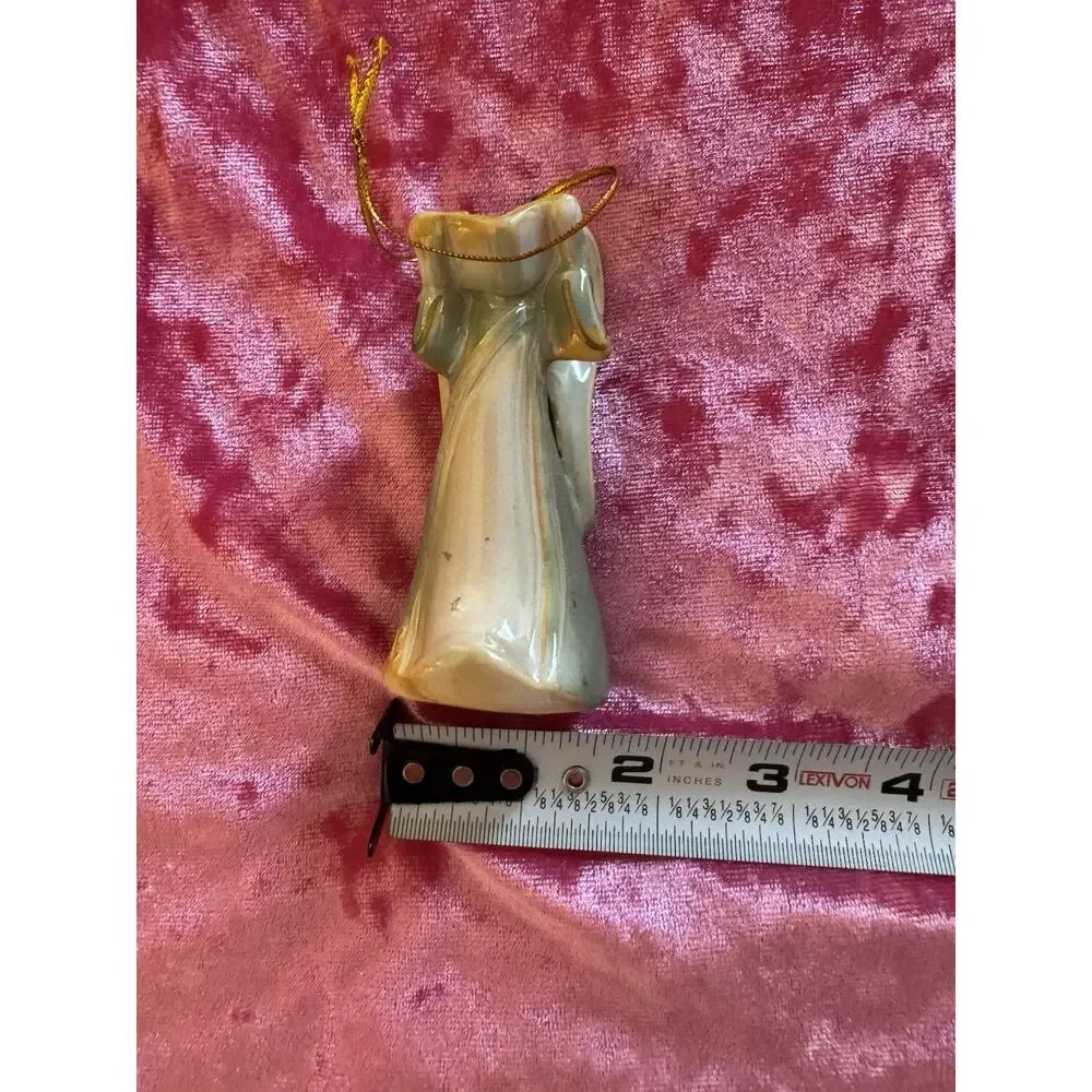 Glazed Stoneware Angel Bell Ornament Figurine Holiday Decoration Christmas